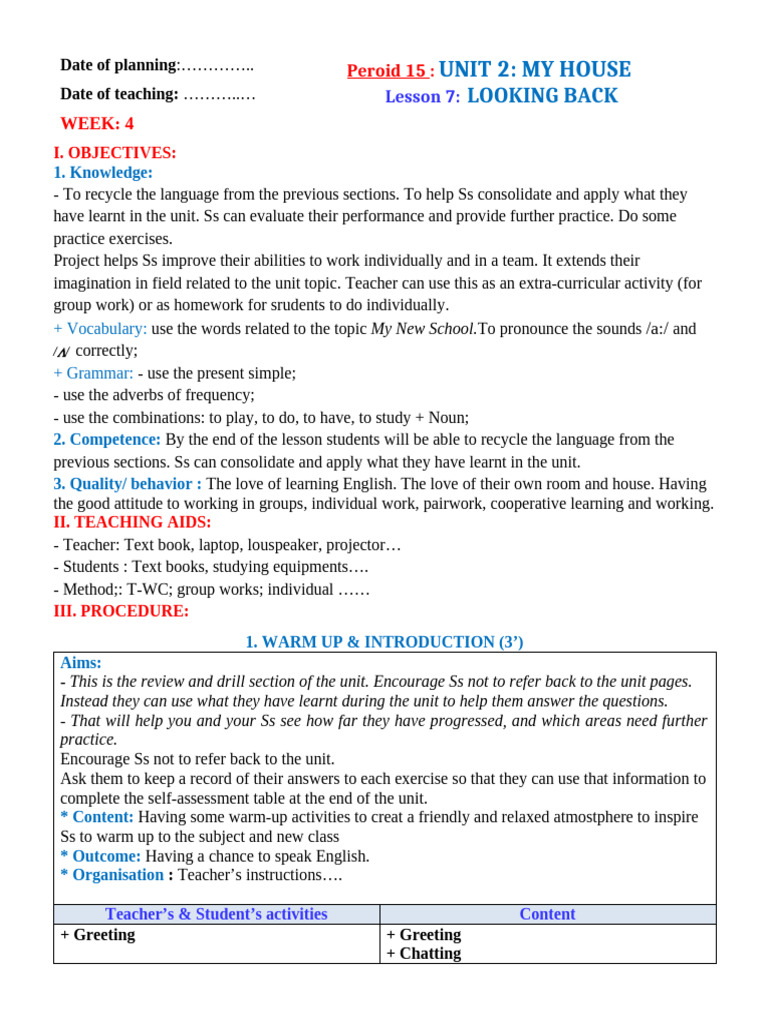 Unit 2-Lesson 7 - Looking Back | PDF | Vocabulary | Human Communication