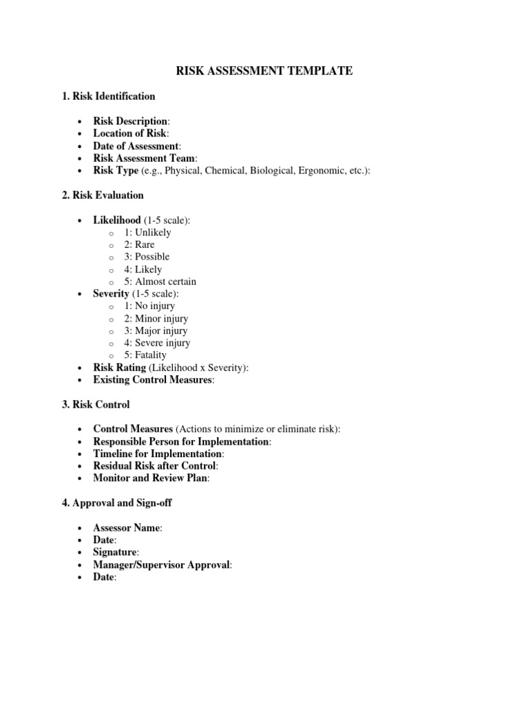 Risk Assessment Template | PDF