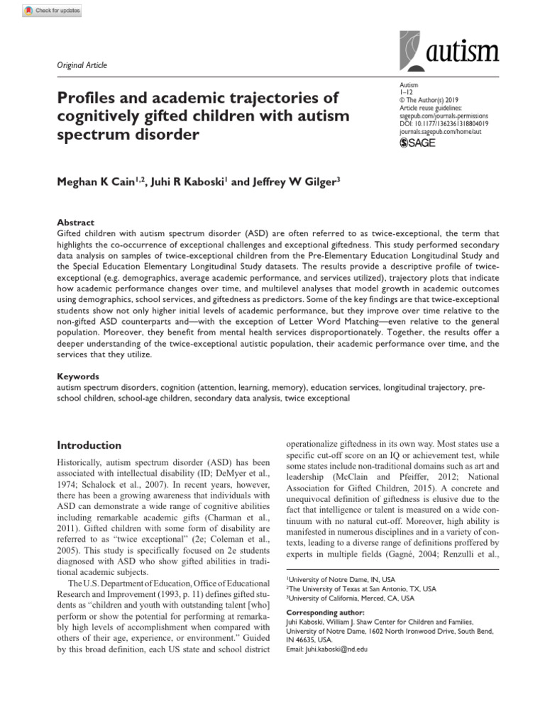 Profiles and Academic Trajectories of Cognitively Gifted Children With ...
