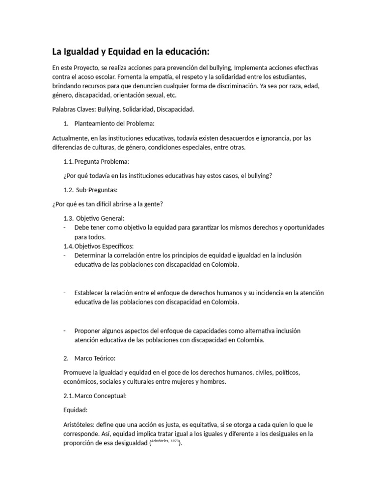 La Igualdad y Equidad en La Educación | PDF | Igualdad social | Invalidez