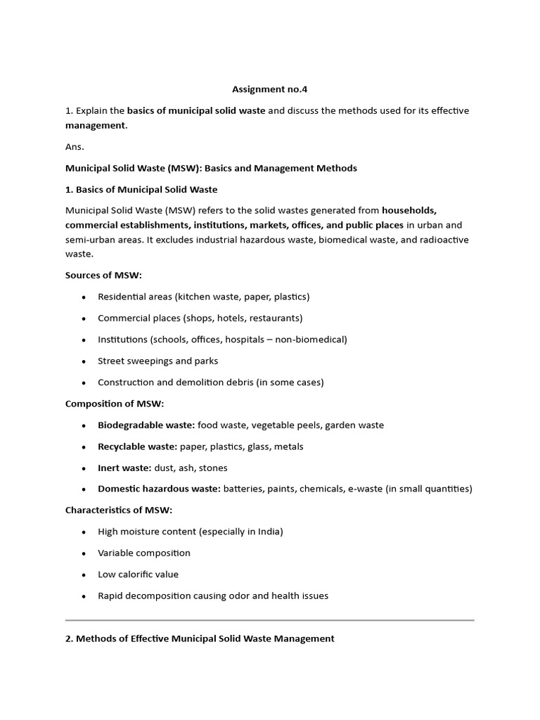 Assignment No 4,5,6 ES | PDF | Waste | Sustainability
