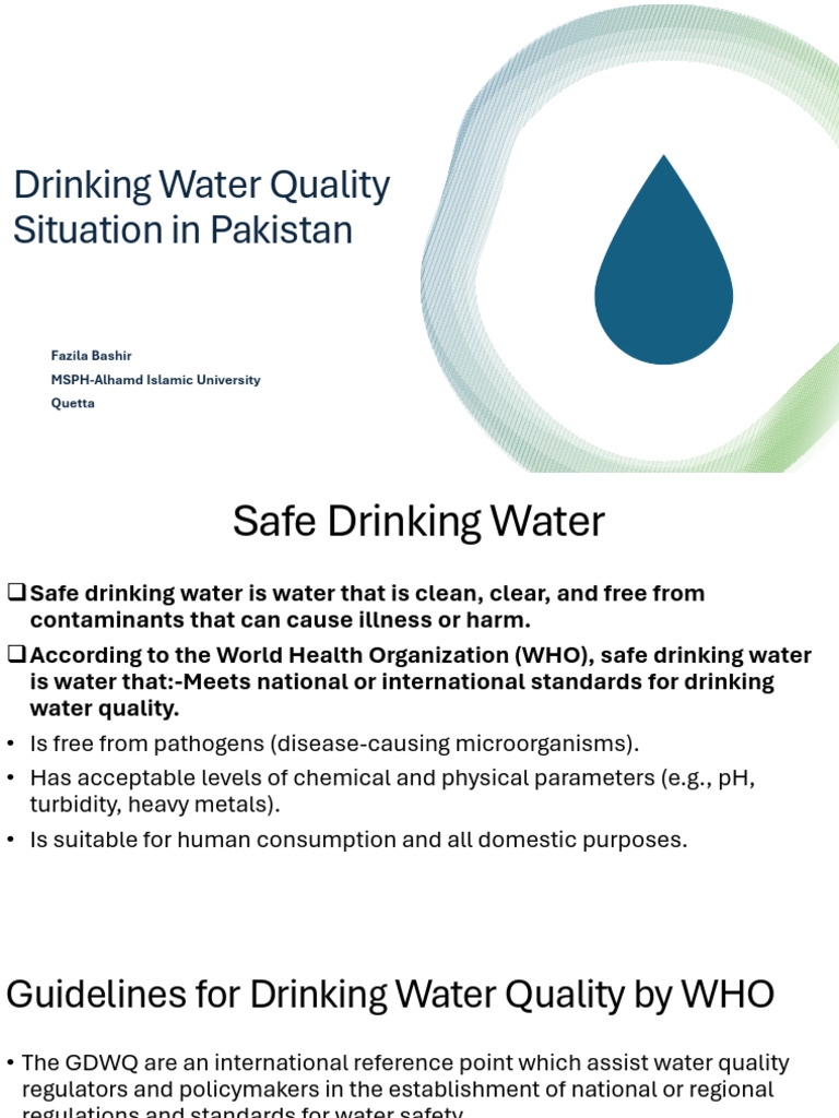 Drinking Water Quality Situation in Pakistan | PDF | Drinking Water ...