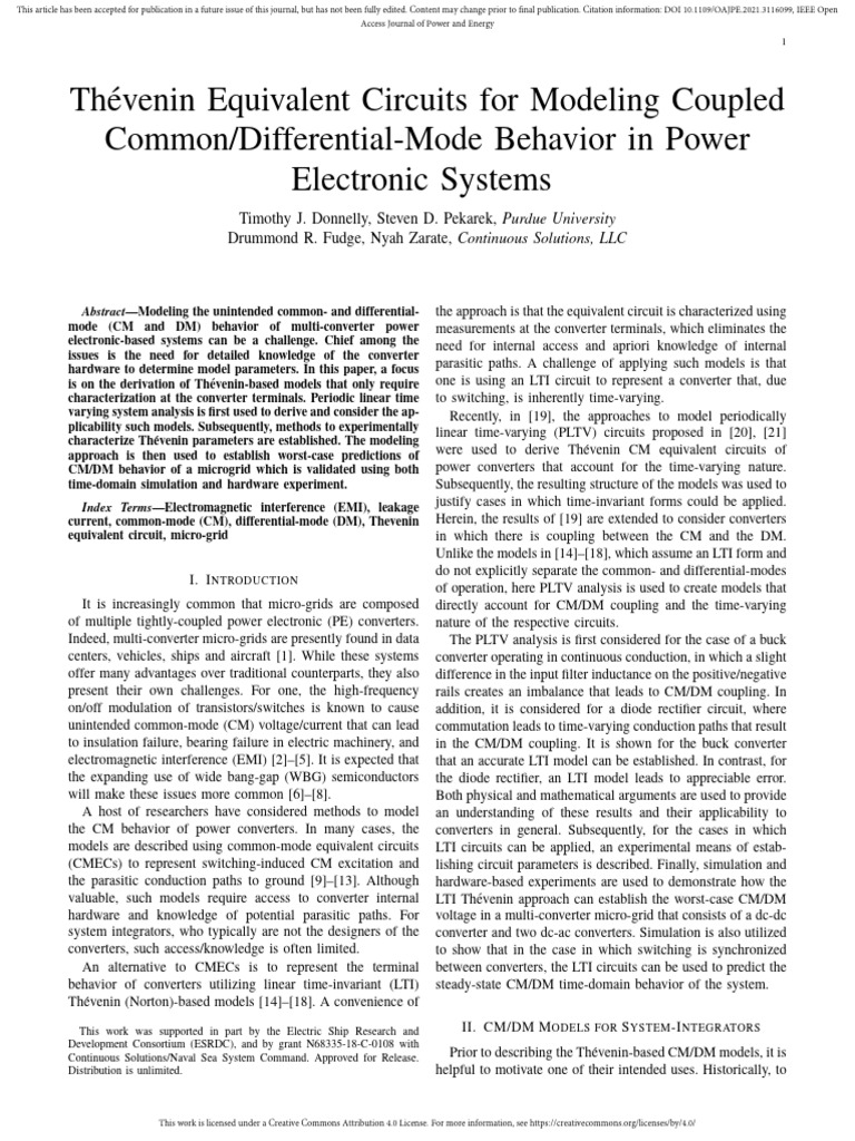 Thevenin Equivalent Circuits For Modeling Coupled | PDF | Electrical ...