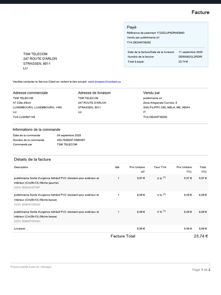 Facture Amazon Invoice | PDF | Taxe sur la valeur ajoutée | Facture