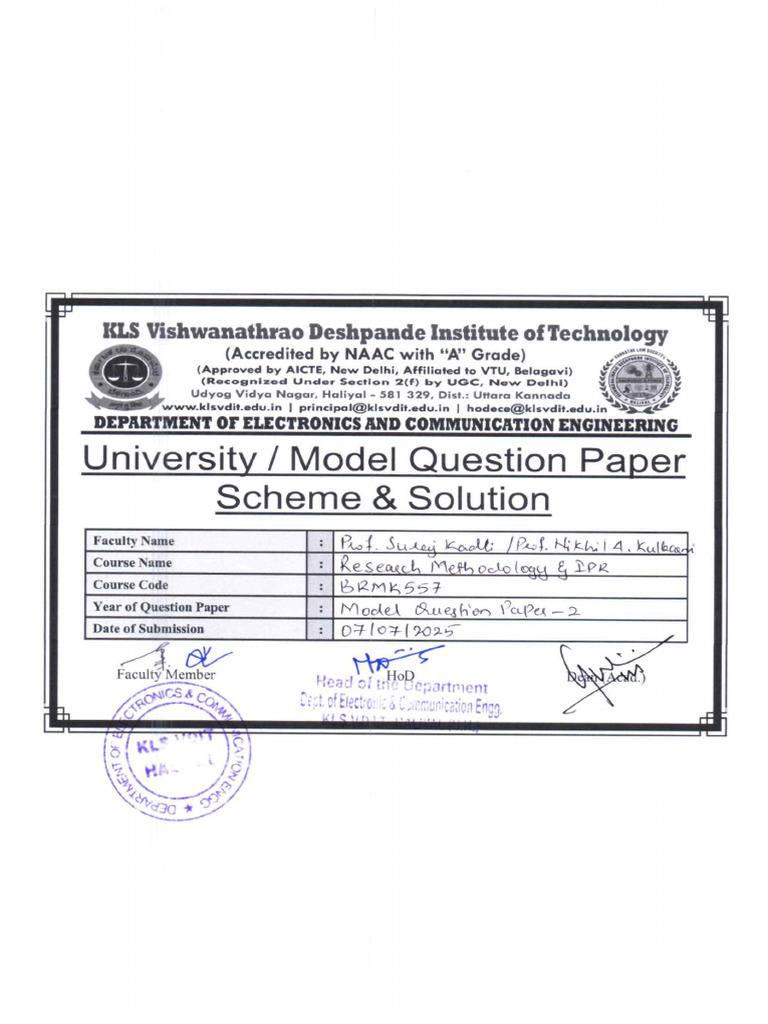 BRMK557 VTU Model QP Scheme Solution | PDF