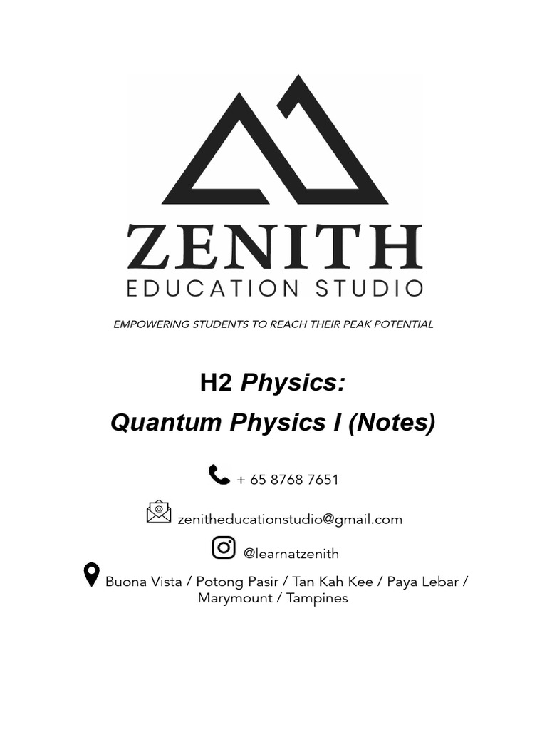 Zenith Education Quantum Physics I Notes PT 1 | PDF | Photoelectric ...