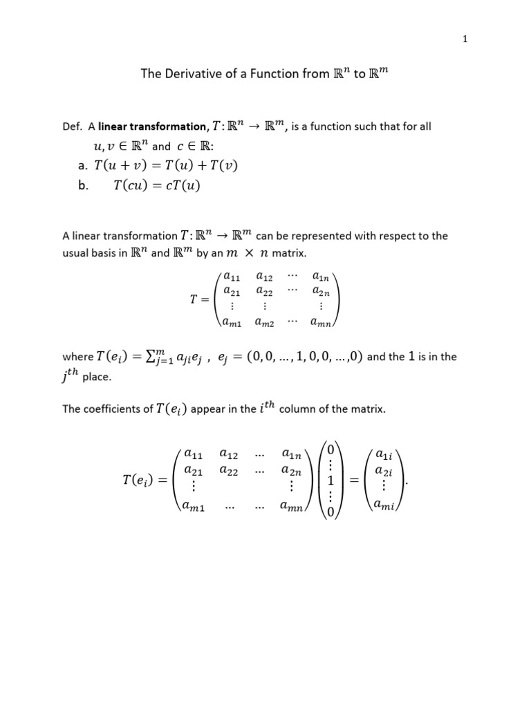 Derivative of A Function From RN To RM | PDF | Linear Map | Real Number