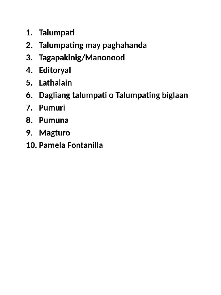 Talumpati Answer Key | PDF
