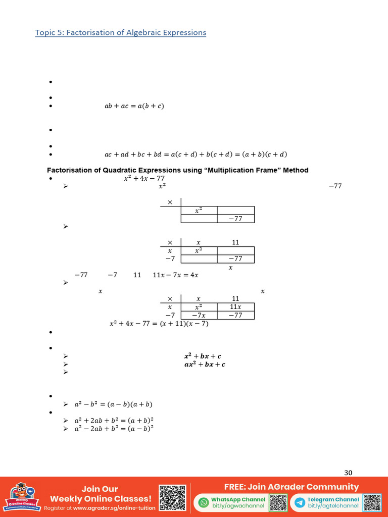 AGrader Sec 1-4 Math Notes PT 4 | PDF | Quadratic Equation | Factorization