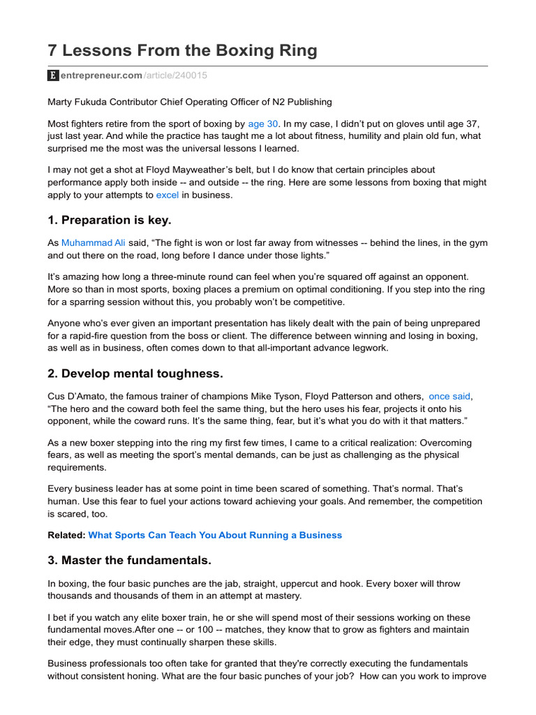 7 Lessons From The Boxing Ring | PDF