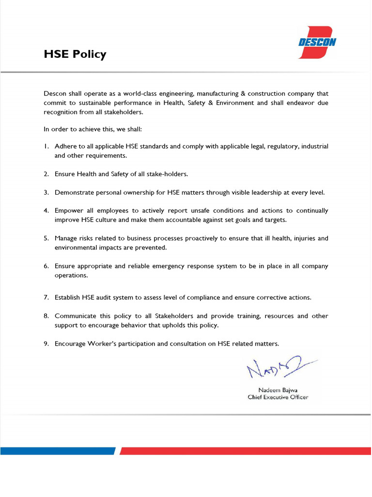 Hse Policy Rev 02 Aug 302019 | PDF