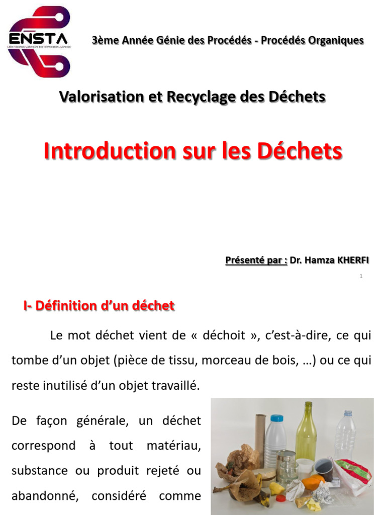 Chapitre 1 - Introduction Sur Les Déchets | PDF | Déchets | Gestion des ...