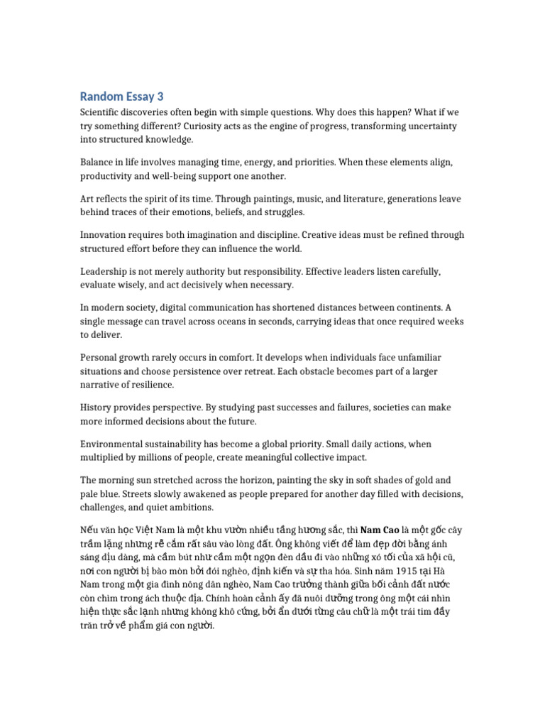 New Random Essay 3 | PDF