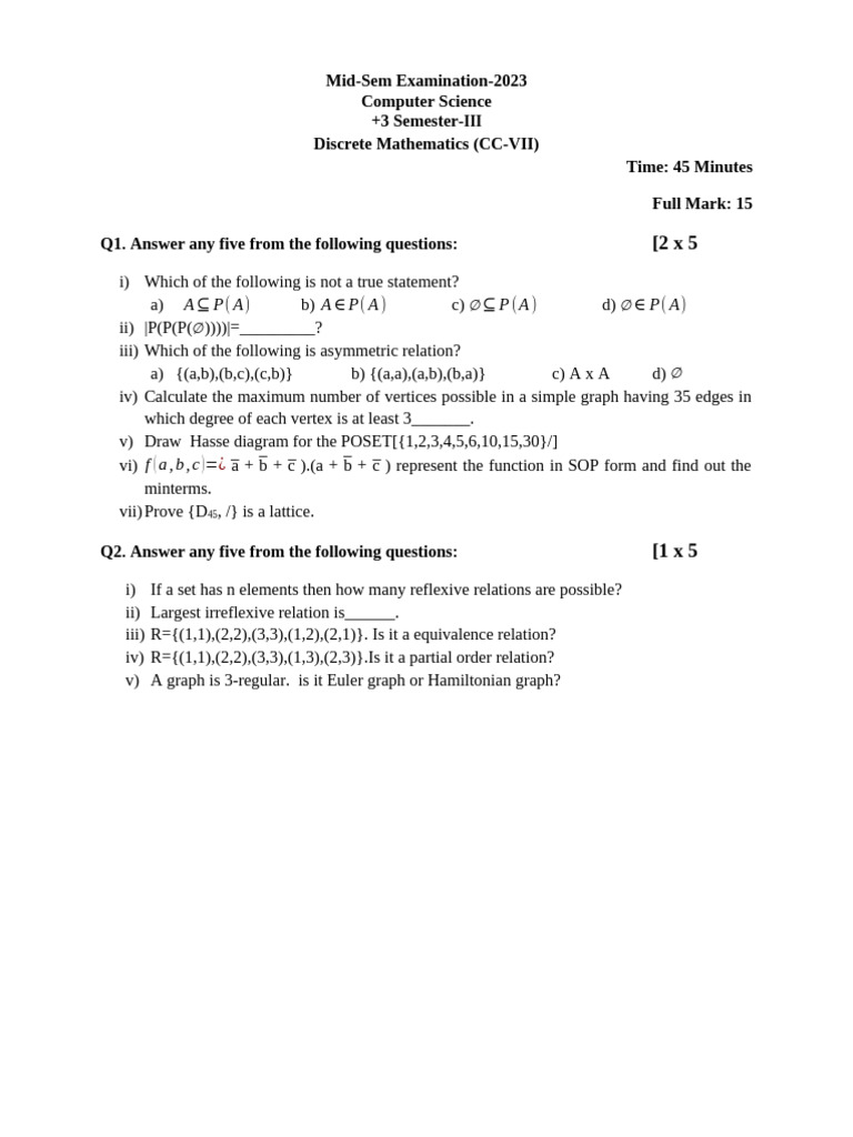 Sem III Int 2023-New | PDF | Computer Data Storage | Central Processing ...