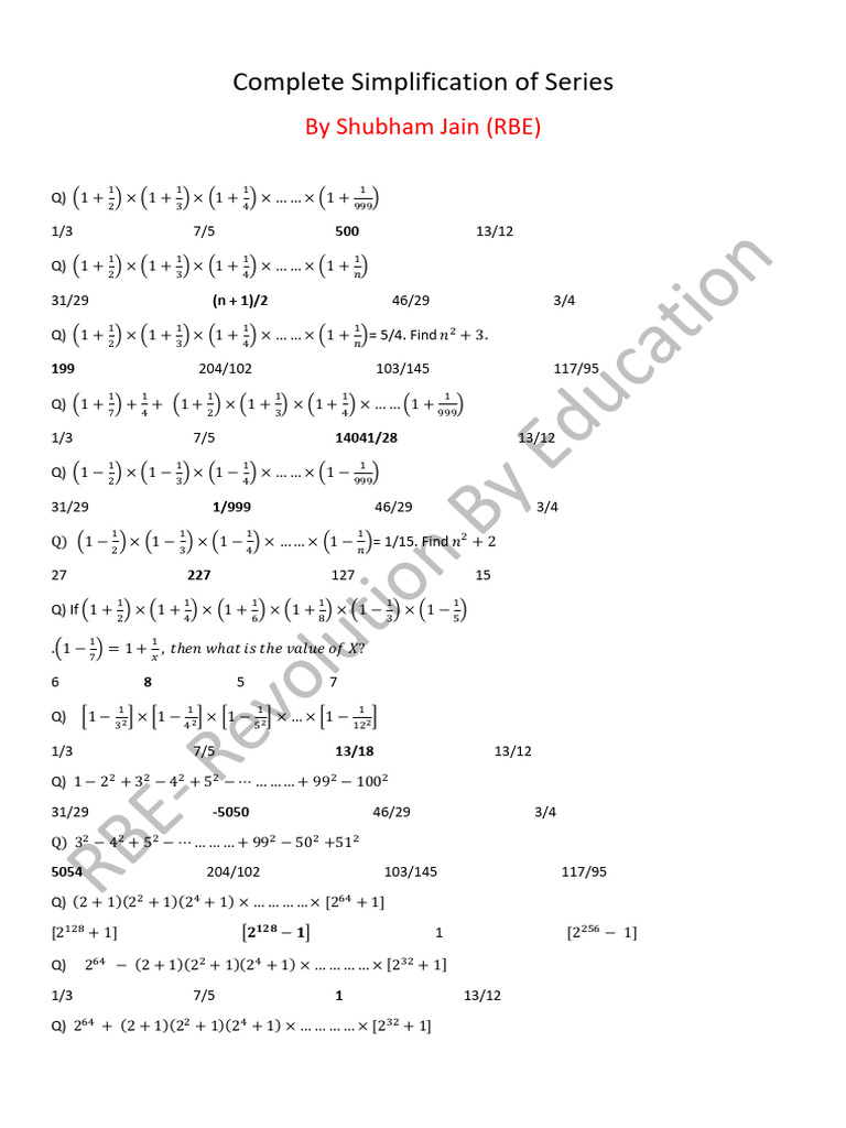 Simplification of Series - PDF | PDF