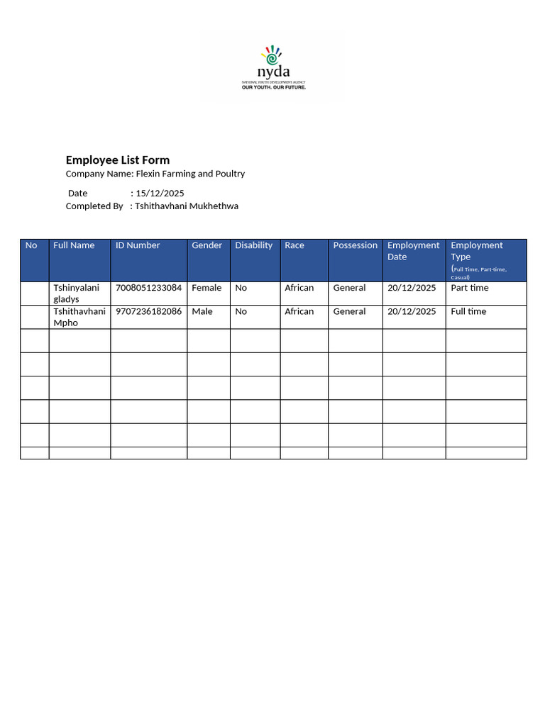 Employee Form List | PDF