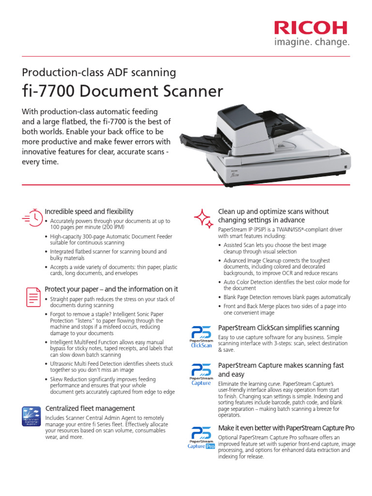 R Datasheet Fi7700 | PDF | Image Scanner | Imaging