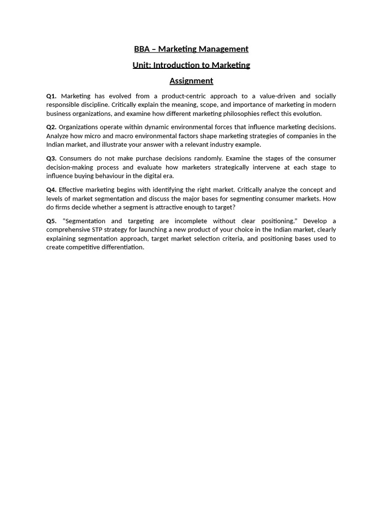 BBA Assignment 1 | PDF