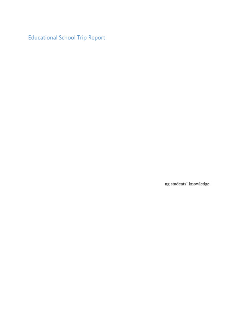 Educational School Trip Report | PDF
