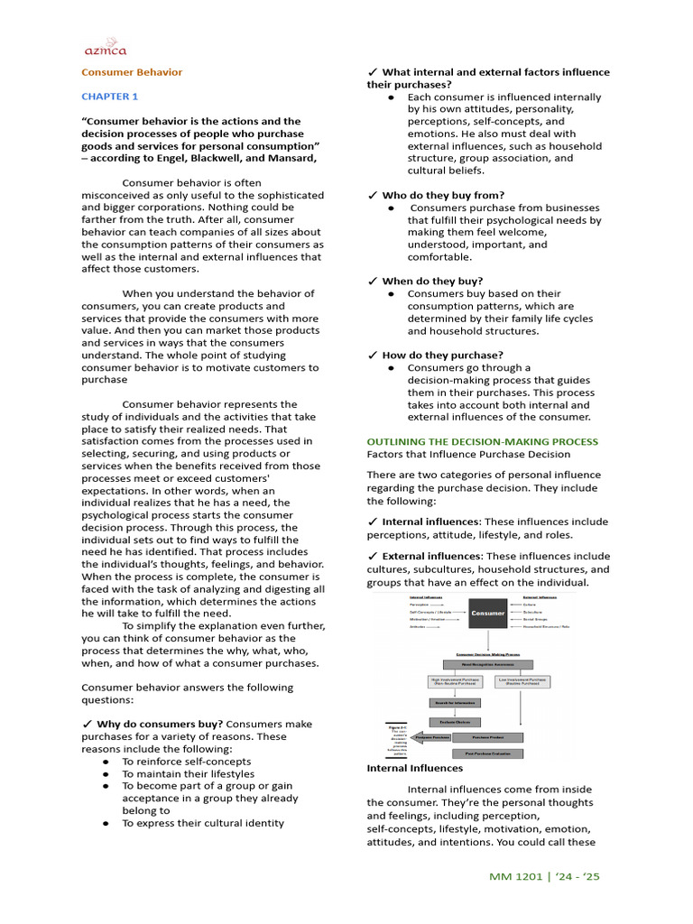 Consumer Behavior Chapter 1 and 2 | PDF | Consumer Behaviour | Attitude ...