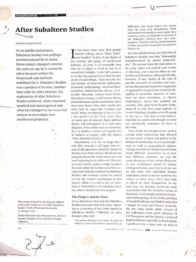 After Subaltern Studies | PDF