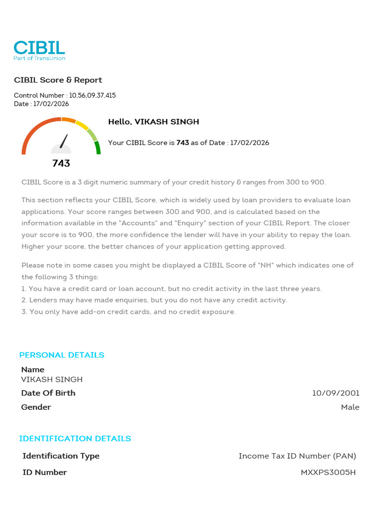 Cibil Report | PDF | Line Of Credit | Credit