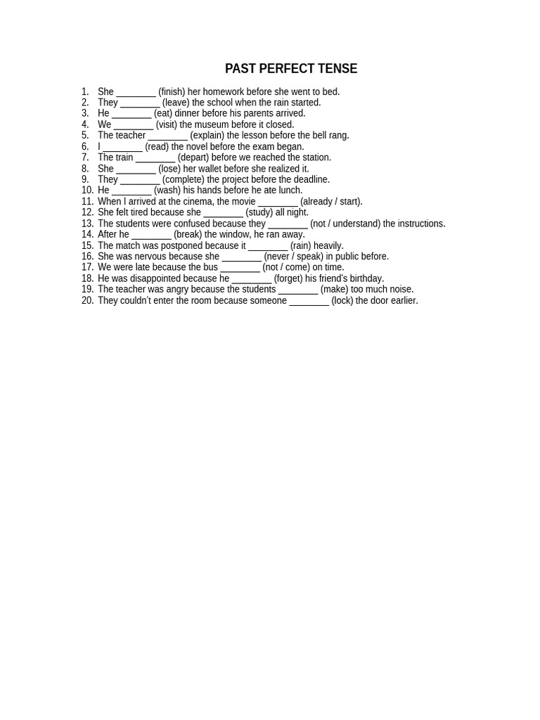 Past Perfect Tense | PDF