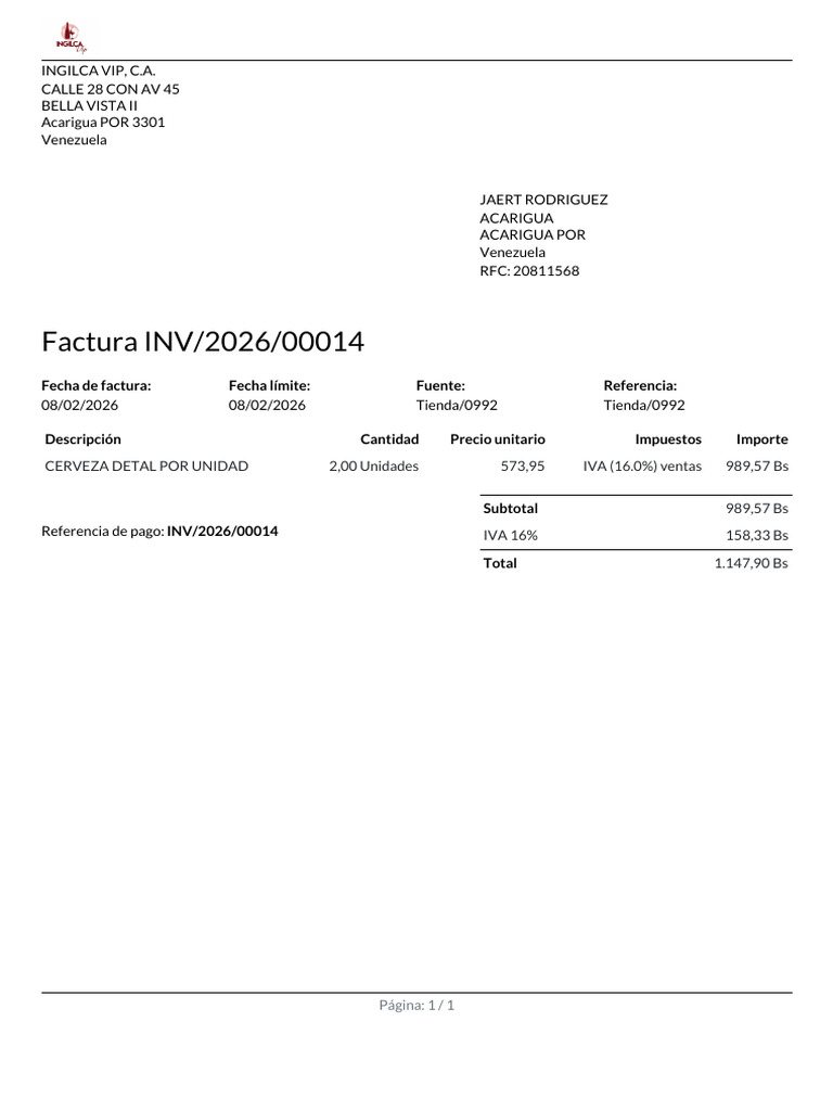 Inv 2026 00014 | PDF