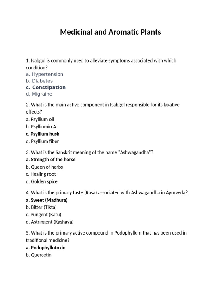 Medicinal and Aromatic Plants | PDF | Clinical Medicine | Drugs
