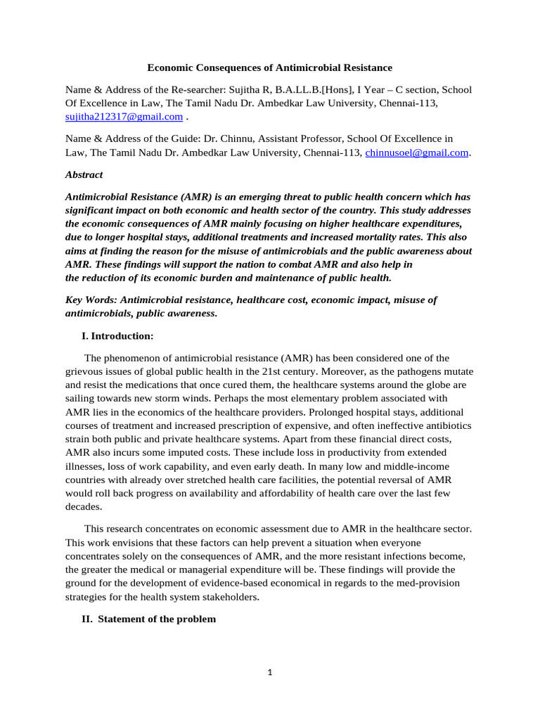Economic Consequences of Antimicrobial Resistance | PDF | Antimicrobial ...