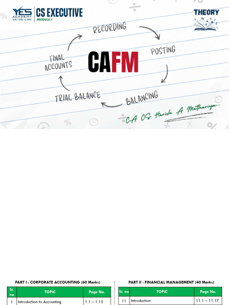 CAFM Notes | PDF | Debits And Credits | Bookkeeping