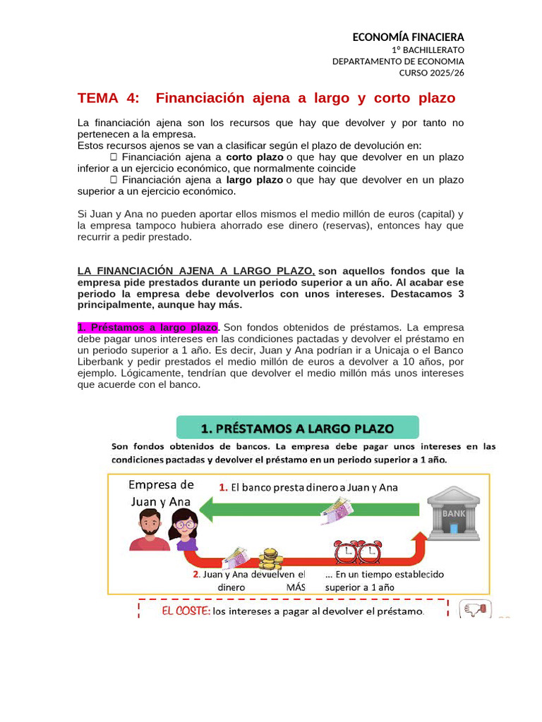 Tema 4 Financiacion Ajena A Largo y Corto Plazo-2 | PDF | Bancos | Interés