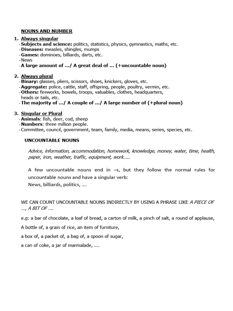 Countability and Quantifiers | PDF | Plural | Noun