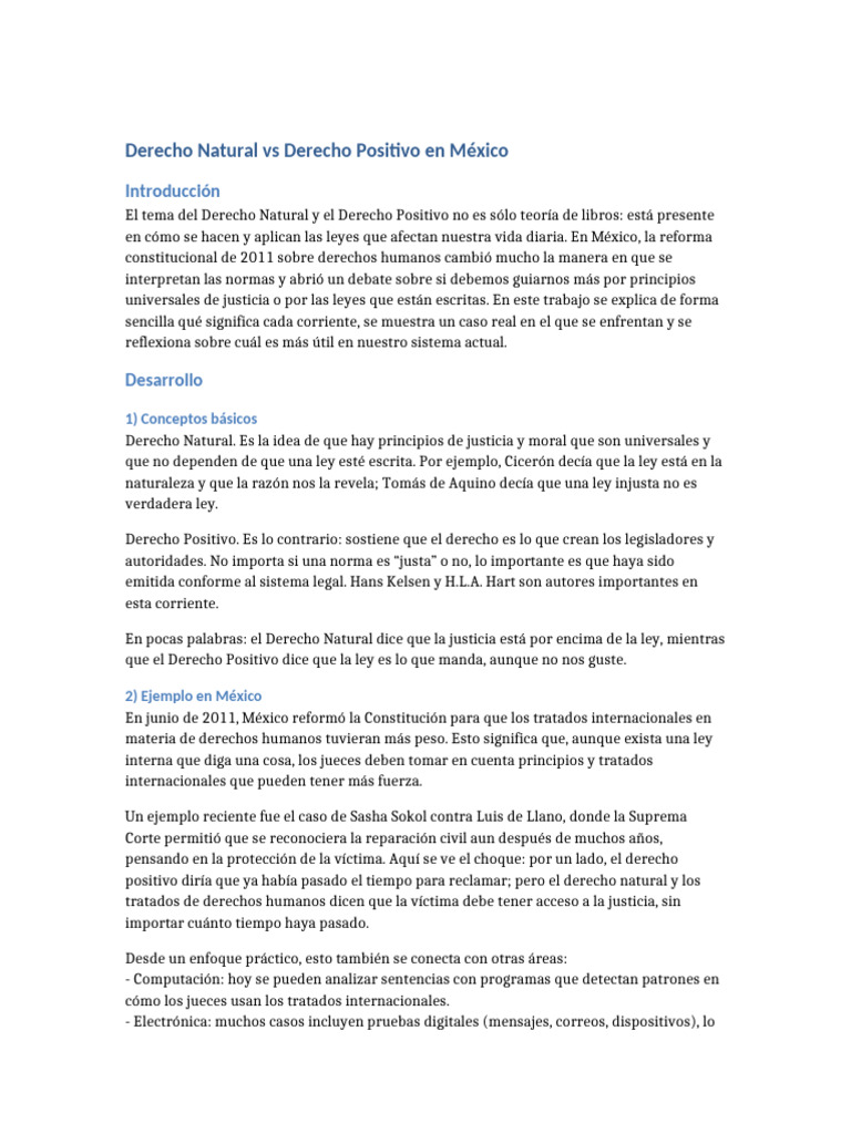 Derecho Natural Vs Positivo | PDF | La Ley natural | Derechos humanos