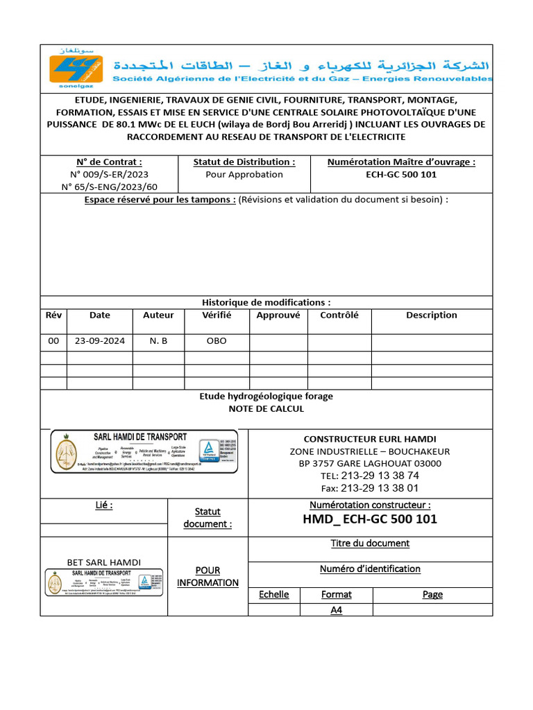 ECH GC 500 101 - Rapport Hydrologique BBA | PDF | Ruisseau | Inondation