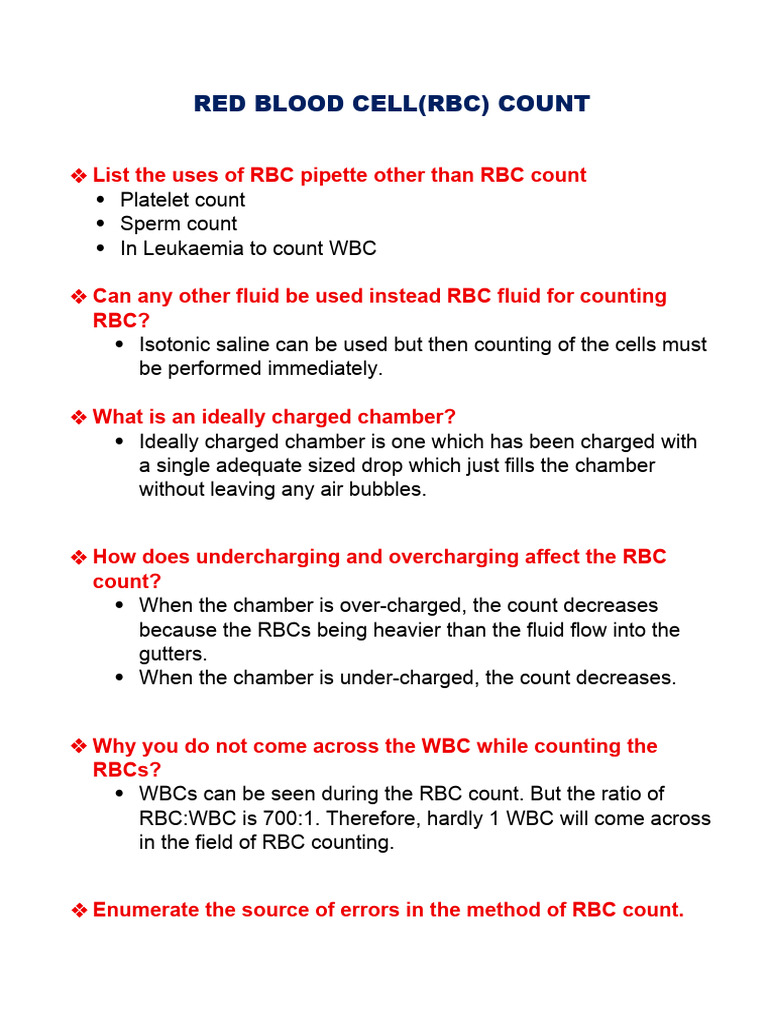 Determination of RBC Count | PDF