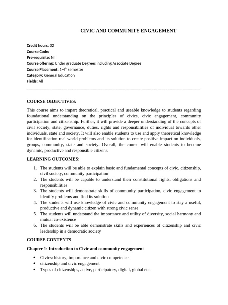Civic and Community Engagement Latest | PDF | Rights | Citizenship