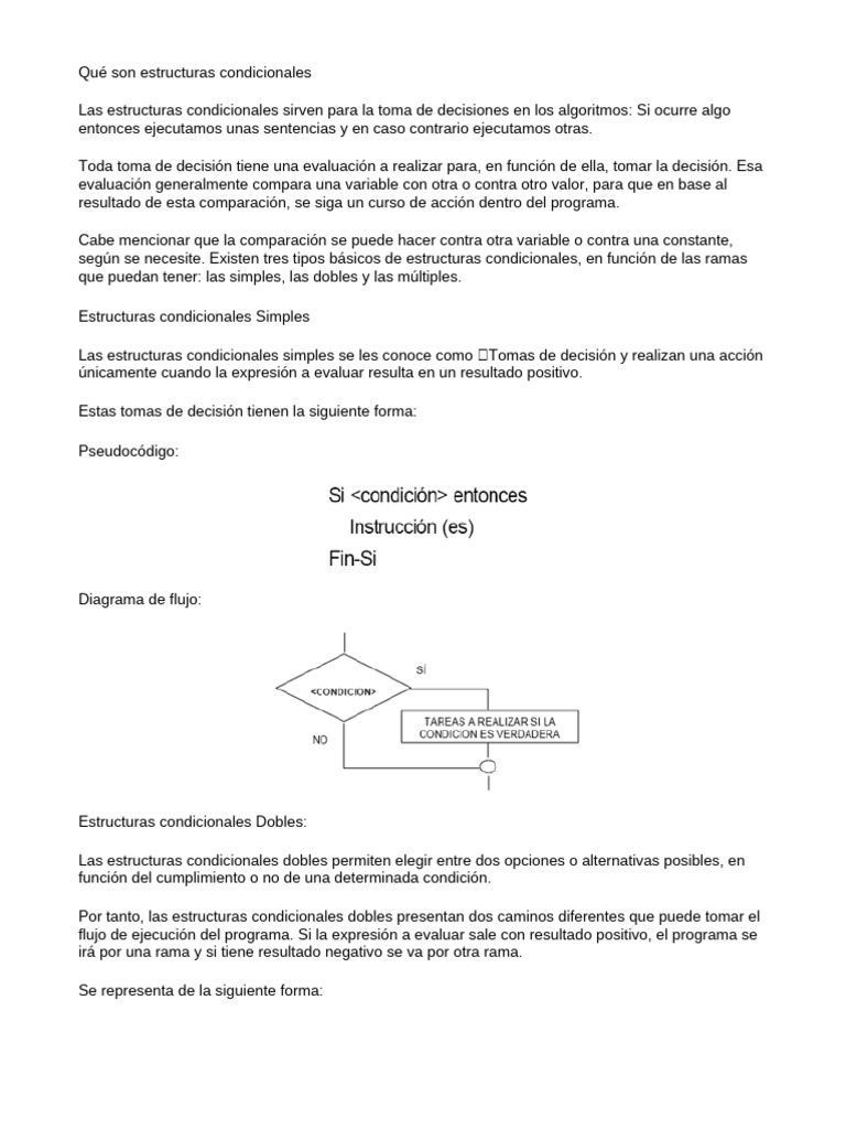 Qué Son Estructuras Condicionales | PDF | Algoritmos | Programación