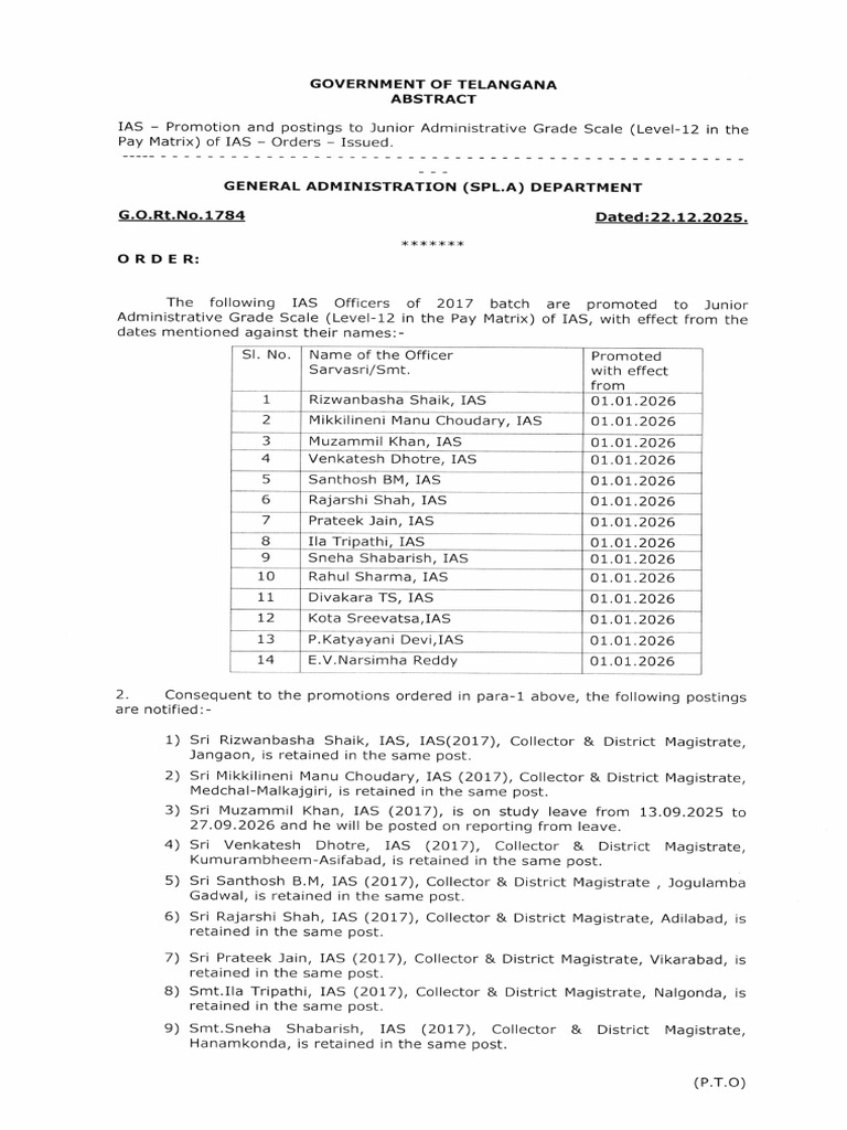 G.O.1784 - IAS 2017 Batch - Promotion To JAG | PDF | Government Of ...