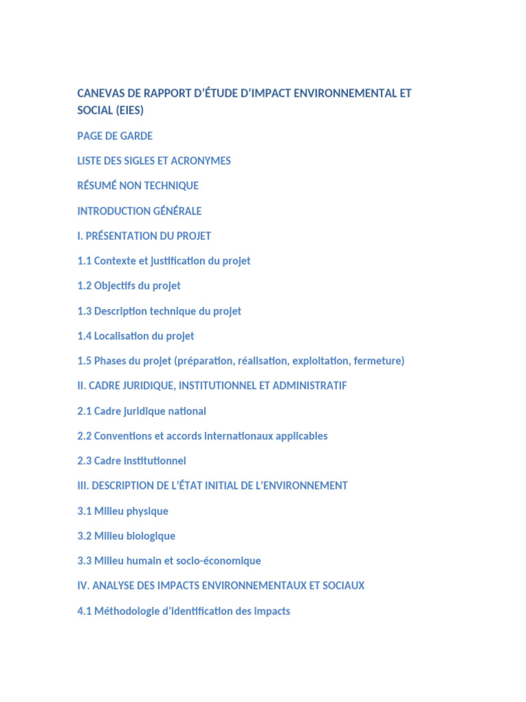 Canevas Rapport EIES | PDF