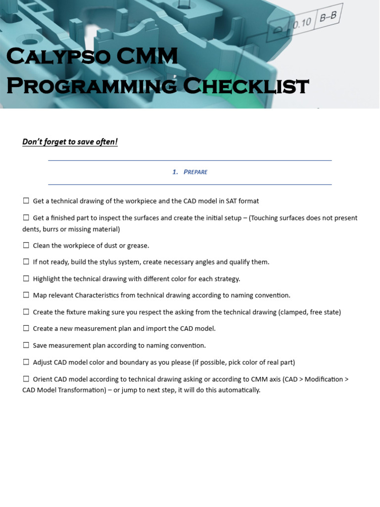 Calypso Programming Checklist XYZ Architect-1 | PDF | Technical Drawing