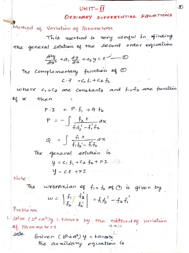 Unit II Ordinary Differential Equations | PDF