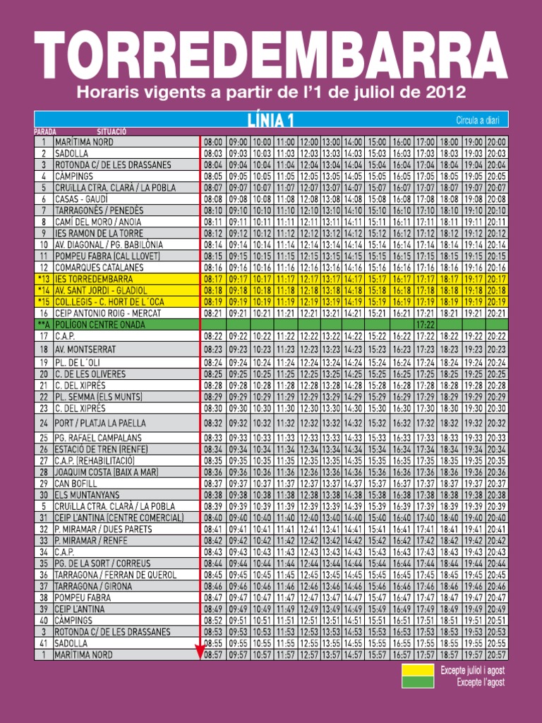 Horaris Bus Urbà Torredembarra | PDF
