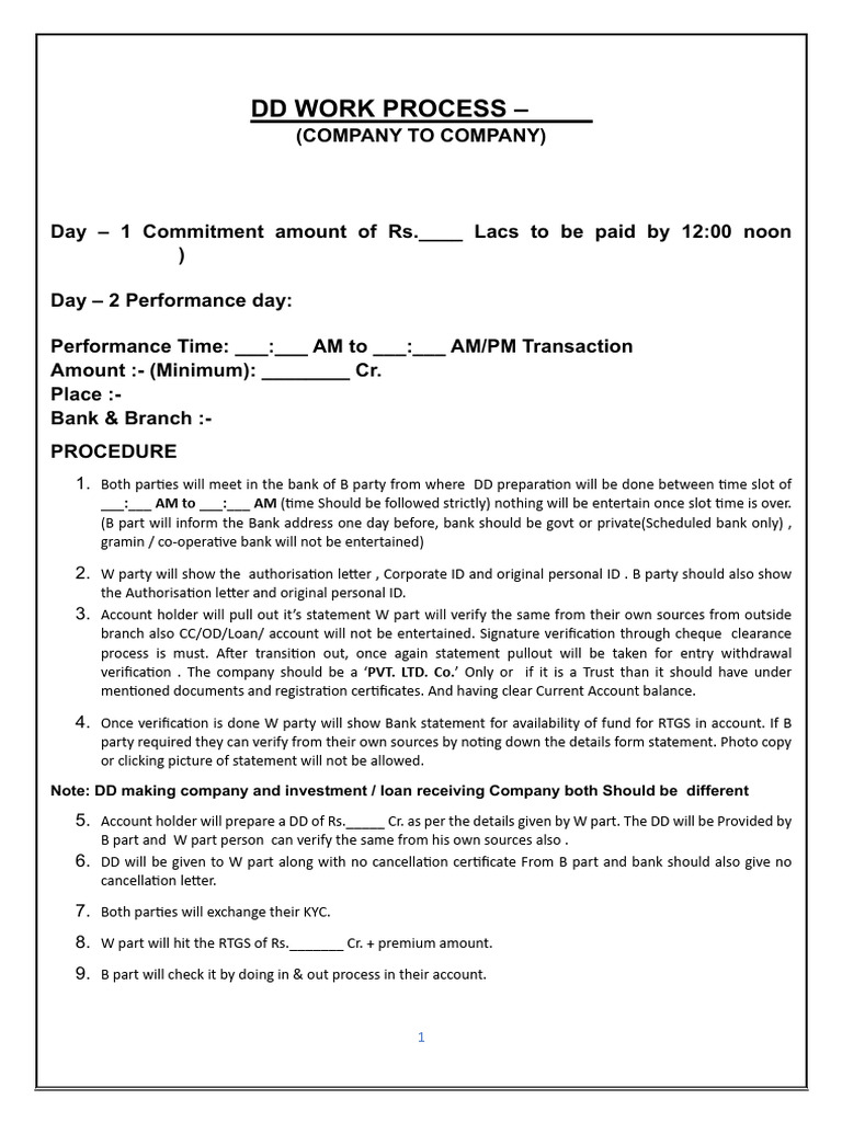 DD Work Process 2025 (Company To Company) | PDF