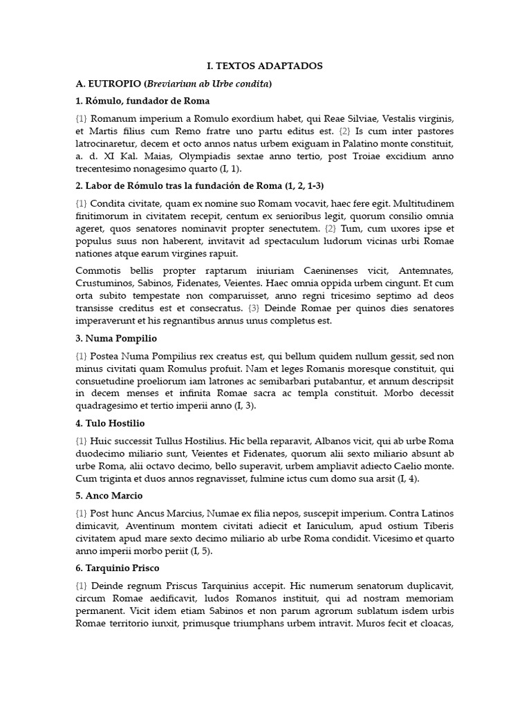 Textos Latín 2º Bach. Con y Sin Adapt. | PDF