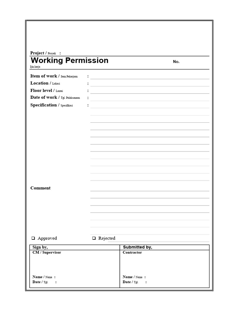 Form Working Permit | PDF