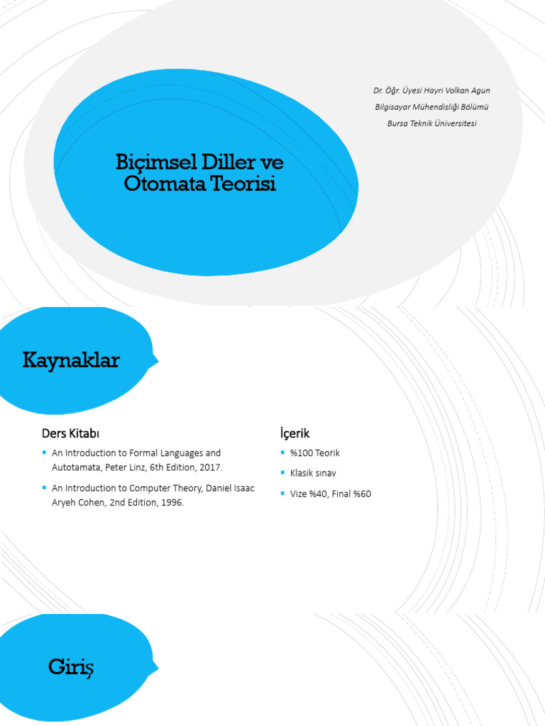 Biçimsel Diller Ve Otomata Teorisi - Sunu 1 | PDF