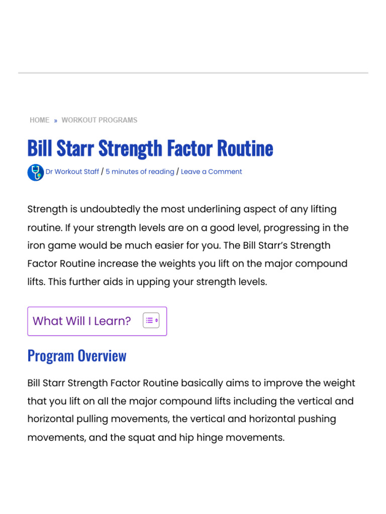 Bill Starr Strength Factor Routine | PDF