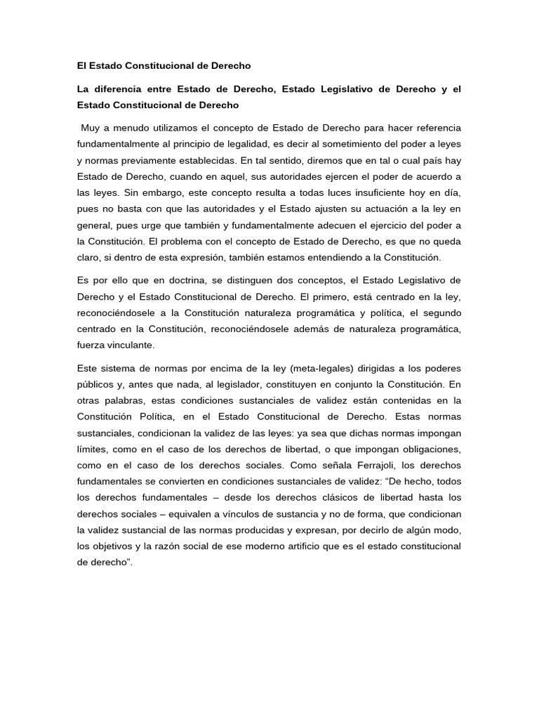 El Estado Constitucional de Derecho | PDF