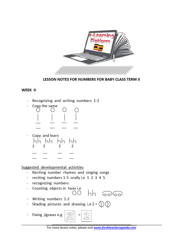 Baby Class Numbers Term 2 Lesson Notes | PDF